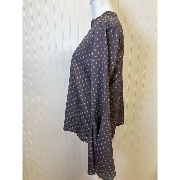 J.O.A. Los Angeles  Top Grey/ Mauve W/ Blush Polka Dot Bell  Long sleeve Sz Med. - Picture 3 of 10